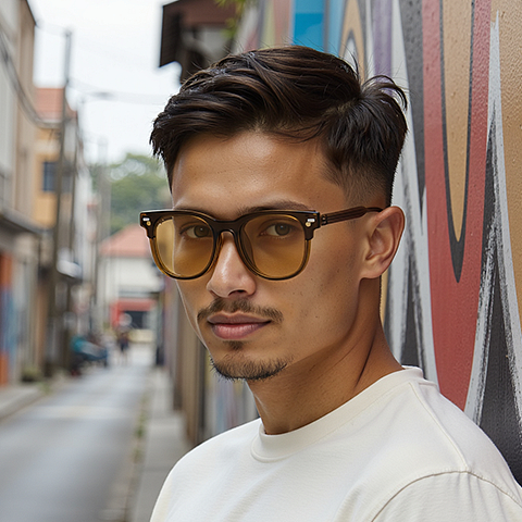 Lenskart Air Light Brown Full Rim Square left side