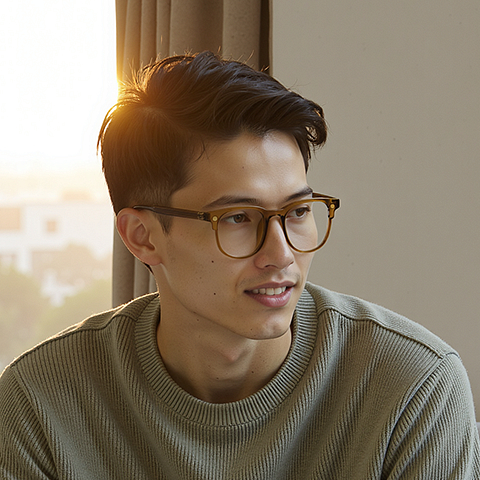 Lenskart Air Light Brown Full Rim Square left side