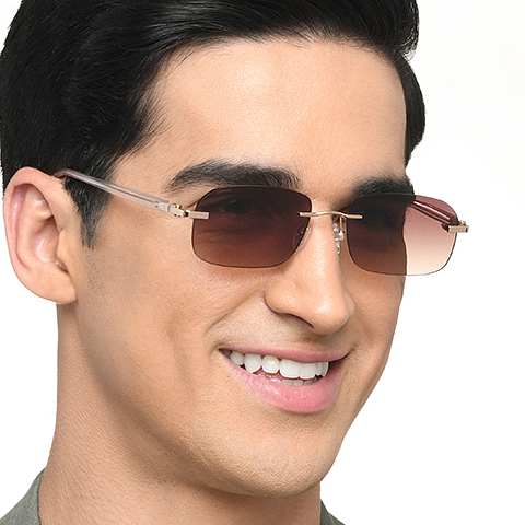 Lenskart Gold Rimless Rectangle right side