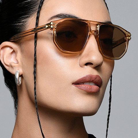 Lenskart Studio Online Brown Transparent Full Rim Geometric left side