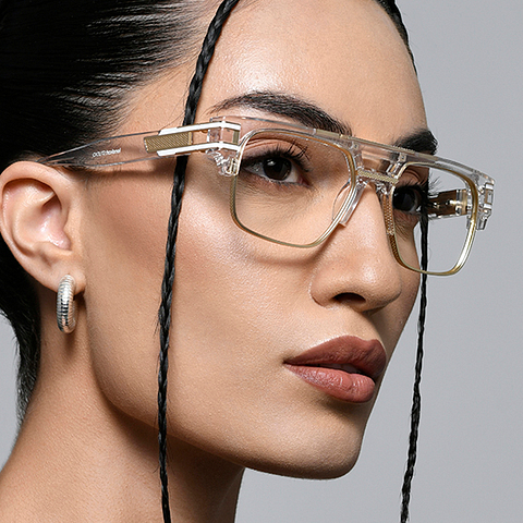 Lenskart STUDIO Crystal Transparent Full Rim Geometric left side