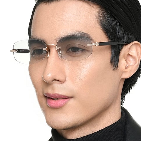 Lenskart Gold Rimless Rectangle left side