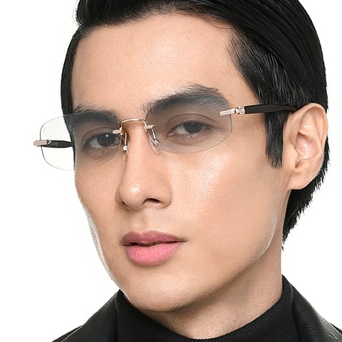 Lenskart Gold Rimless Rectangle right side