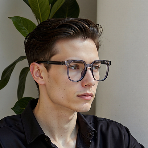 Lenskart Air Gray Transparent Full Rim Square left side