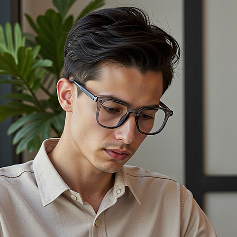 Lenskart Air Gray Transparent Full Rim Square left side