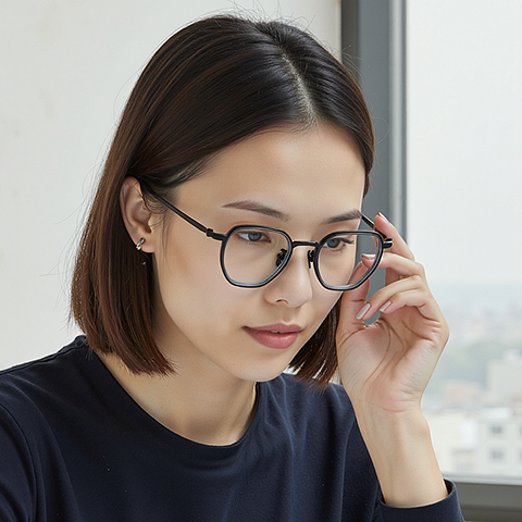 Lenskart Gray Full Rim Geometric right side