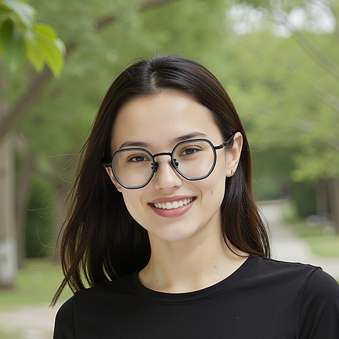 Lenskart Gray Full Rim Geometric right side