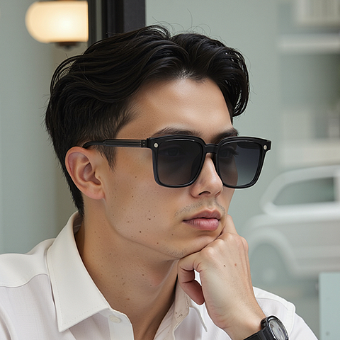 Lenskart Air Transparent Grey Full Rim Square left side