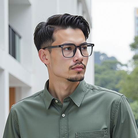 Lenskart Air Transparent Grey Full Rim Square left side
