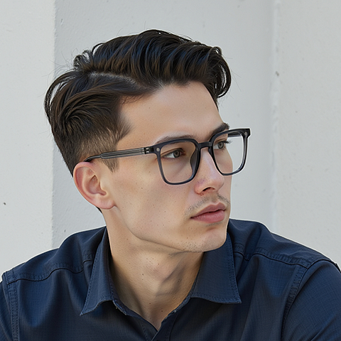 Lenskart Air Transparent Grey Full Rim Square left side