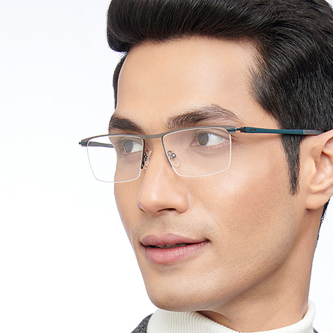 Lenskart Air Online Mid Gunmetal Half Rim Rectangle right side Lenskart Air Online Mid Gunmetal Half Rim Rectangle right side