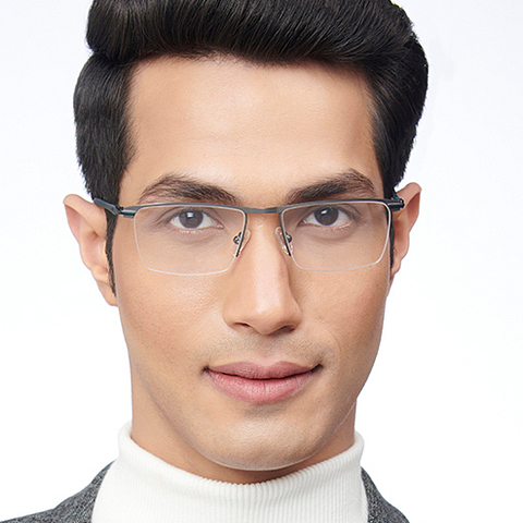 Lenskart Air Online Mid Gunmetal Half Rim Rectangle left side Lenskart Air Online Mid Gunmetal Half Rim Rectangle left side