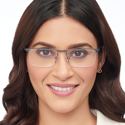 Lenskart Air Online Mid Gunmetal Half Rim Rectangle left side Lenskart Air Online Mid Gunmetal Half Rim Rectangle left side