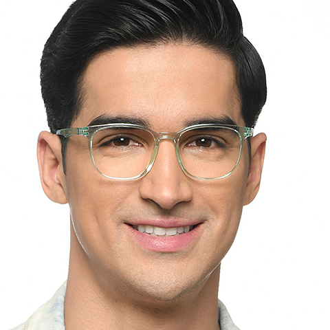 Lenskart Air Green Transparent Full Rim Round left side