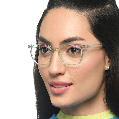 Lenskart Air Green Transparent Full Rim Round left side