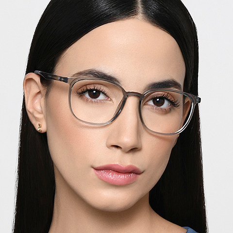 Lenskart Air Gray Transparent Full Rim Square left side