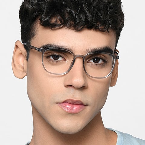 Lenskart Air Gray Transparent Full Rim Square right side