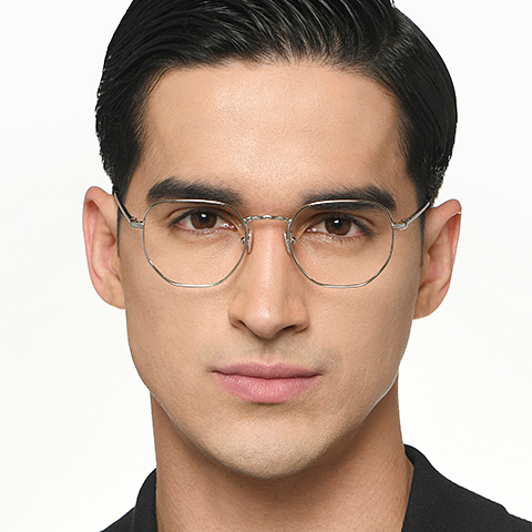 Le Petit Lunetier Silver Full Rim Geometric left side