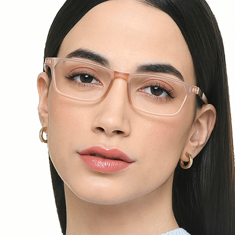 Lenskart Air Online Pink Transparent Full Rim Rectangle left side