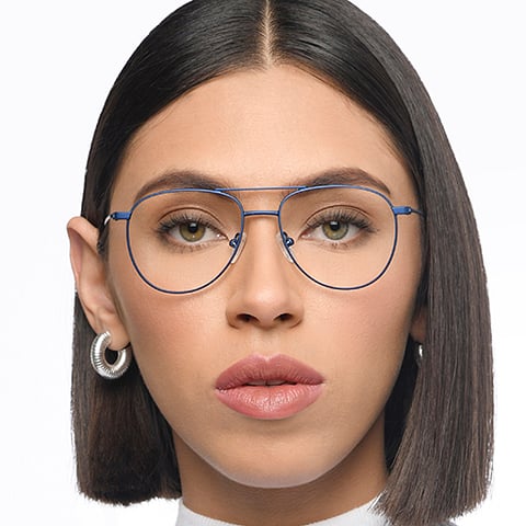 Lenskart BLU Screen Glasses Blue Block Zero Power Phone Computer Glasses: Blue Black Full Rim Aviator Lenskart Blu LB E16051-C1 left side
