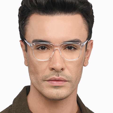 Lenskart BLU Screen Glasses Blue Block Screen Glasses: Pink Transparent Full Rim Square Lenskart Blu-C3 LB E16061 right side