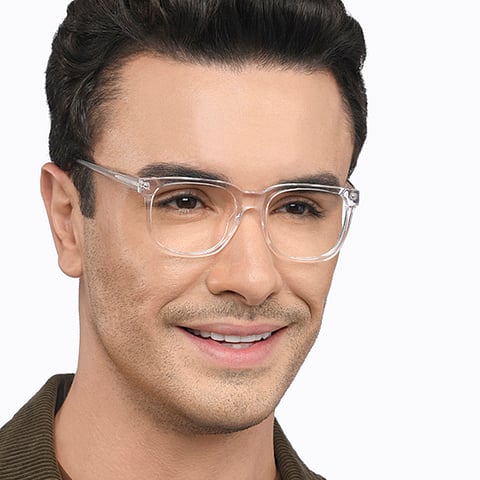 Lenskart BLU Screen Glasses Blue Block Screen Glasses: Pink Transparent Full Rim Square Lenskart Blu-C3 LB E16061 left side