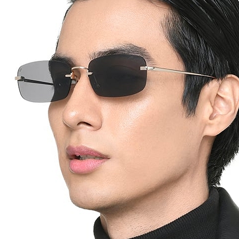 Lenskart Gold Rimless Rectangle right side