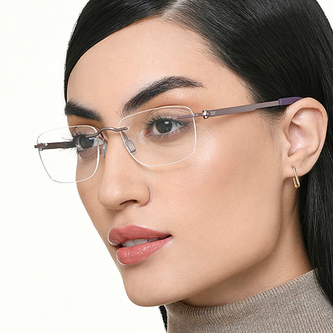 Lenskart Air Online Purple Rimless Rectangle left side