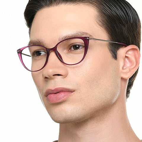 Lenskart Air Online Purple Full Rim Cat Eye left side