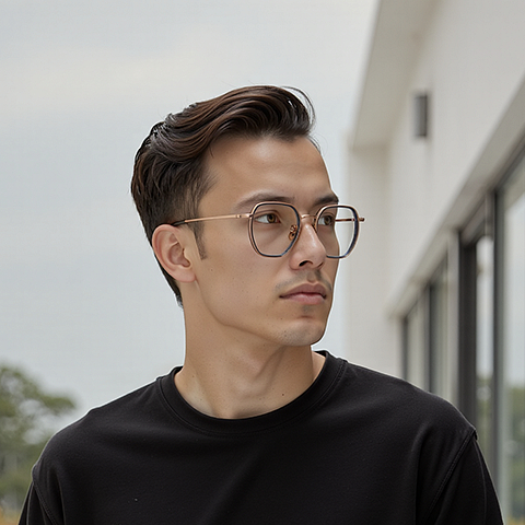 Lenskart Rose Gold Full Rim Geometric left side
