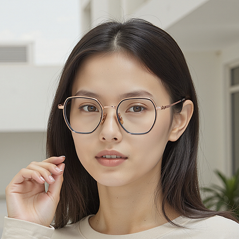 Lenskart Rose Gold Full Rim Geometric right side