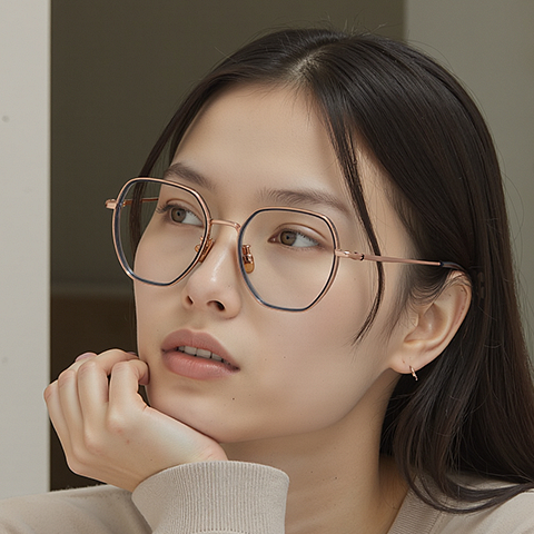 Lenskart Rose Gold Full Rim Geometric right side