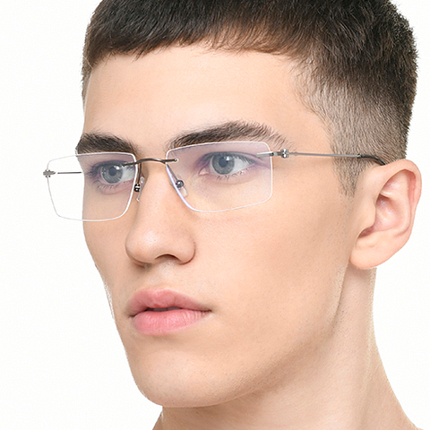 Lenskart Air Silver Rimless Rectangle right side