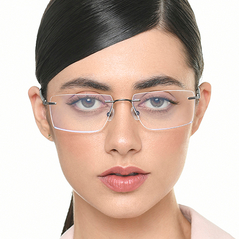 Lenskart Air Silver Rimless Rectangle left side