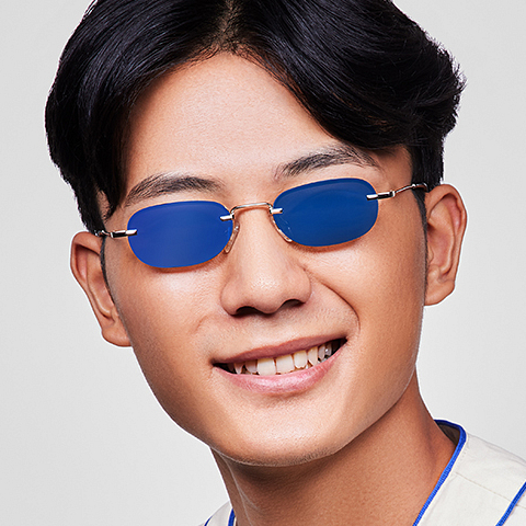 Buy Silver Blue Mirror Half Rim Round Vincent Chase K Pop LK