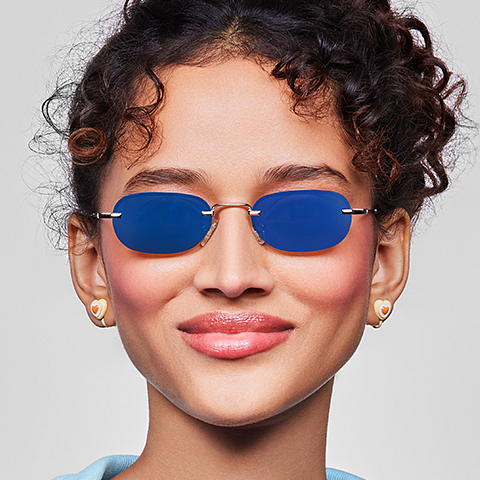 Buy Silver Blue Mirror Half Rim Round Vincent Chase K Pop LK