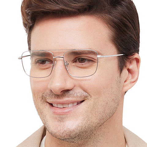 Lenskart Air Silver Full Rim Square left side