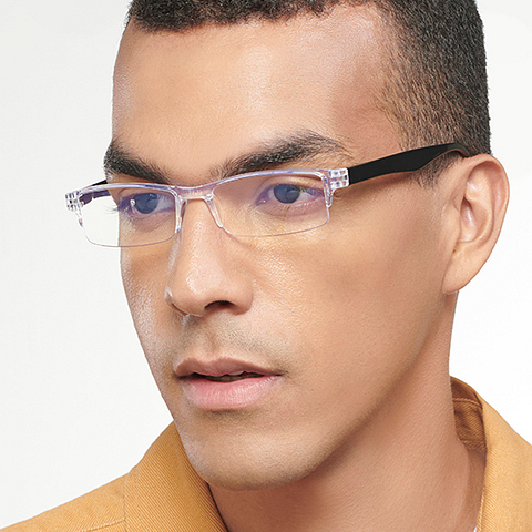 LENSKART BLU READERS Transparent Black Half Rim Rectangle LENSKART BLU READERS LR E13968 Only for 1 5 Prefitted Powers left side