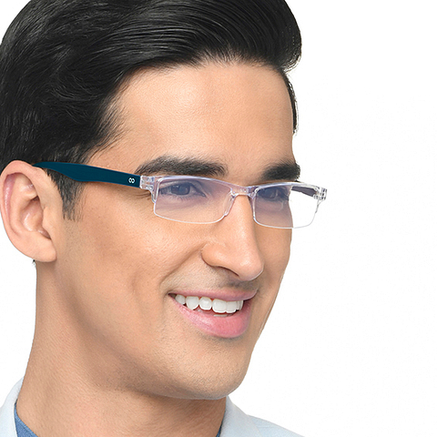 LENSKART BLU READERS Transparent Navy Blue Half Rim Rectangle LENSKART BLU READERS LR E13968 Only for 1 25 Prefitted Powers left side LENSKART BLU READERS Transparent Navy Blue Half Rim Rectangle LENSKART BLU READERS LR E13968 Only for 1 25 Prefitted Powers left side