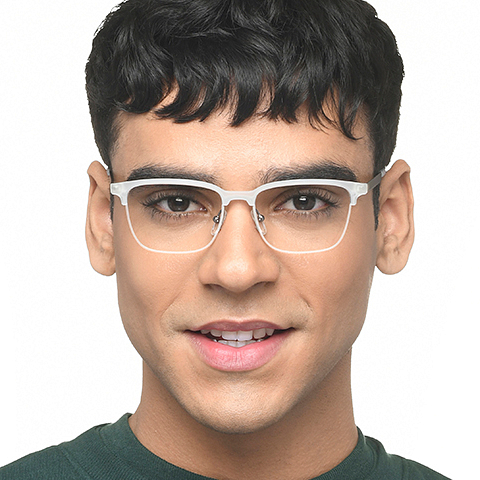 Lenskart Air Online White Half Rim Rectangle right side Lenskart Air Online White Half Rim Rectangle right side