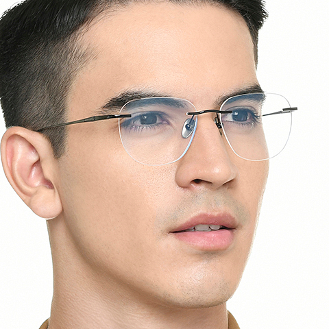 Rimless Aviator Eyeglasses Buy Black Rimless Aviator OWNDAYS Titanium OD  E50025-C1 Eyeglasses
