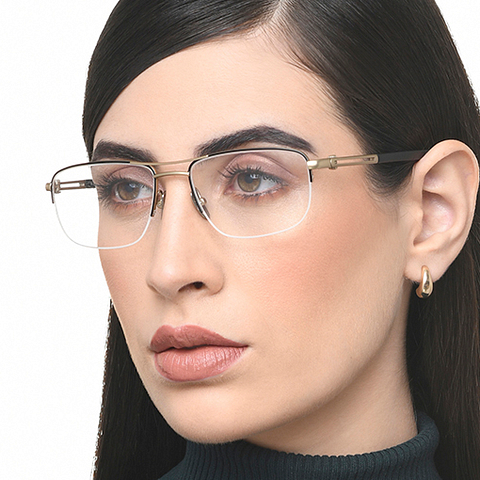 OWNDAYS Black Half Rim Rectangle left side