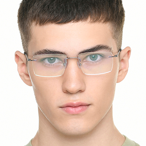 OWNDAYS Silver Rimless Rectangle left side OWNDAYS Silver Rimless Rectangle left side