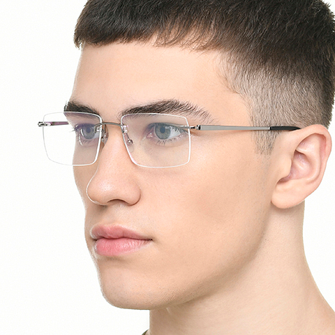 OWNDAYS Silver Rimless Rectangle right side OWNDAYS Silver Rimless Rectangle right side