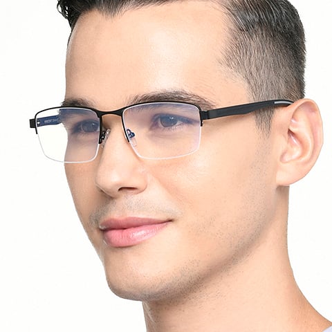 Vincent Chase Online Black Half Rim Rectangle left side
