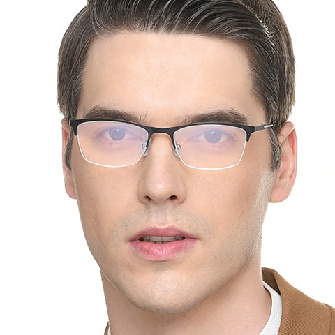 Vincent Chase Black Half Rim Rectangle right side