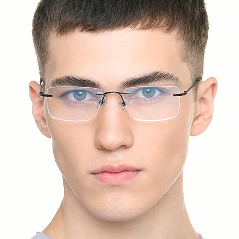 Vincent Chase Black Rimless Rectangle left side