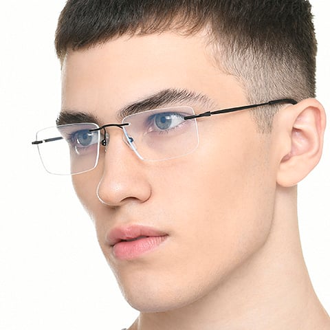 Vincent Chase Black Rimless Rectangle right side