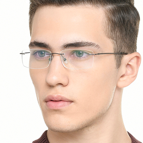 Vincent Chase Dark Gunmetal Rimless Rectangle right side Vincent Chase Dark Gunmetal Rimless Rectangle right side