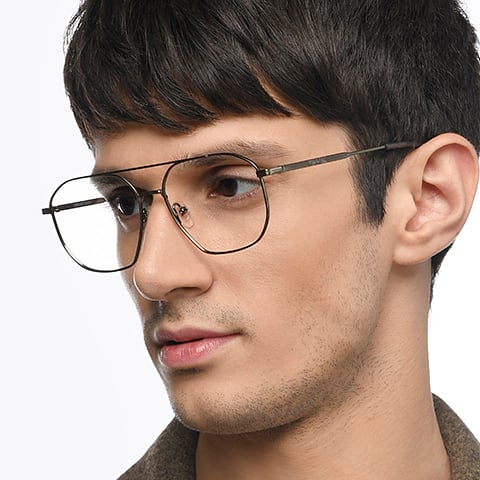 Deep Olive Green Full Rim Square Vincent Chase SLEEK STEEL VC